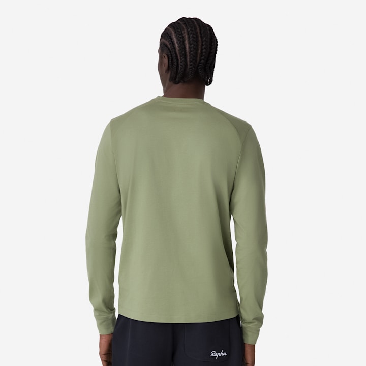 Rapha - Men's Long Sleeve Cotton T-shirt Olive Green/Green