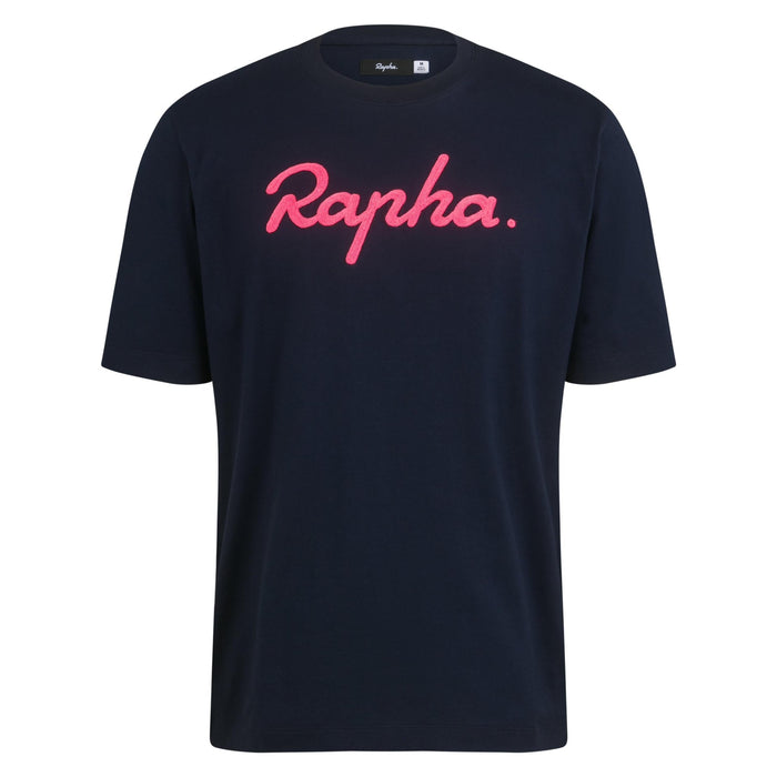Rapha - Men's Logo T-Shirt - Organic Cotton - Dark Navy/Hi-Vis Pink