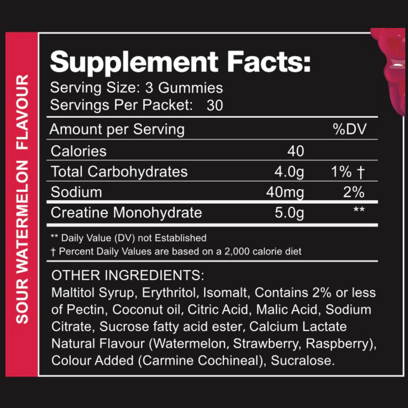 Swoleys Sour Creatine Gummy Bears 30 Serves Watermelon