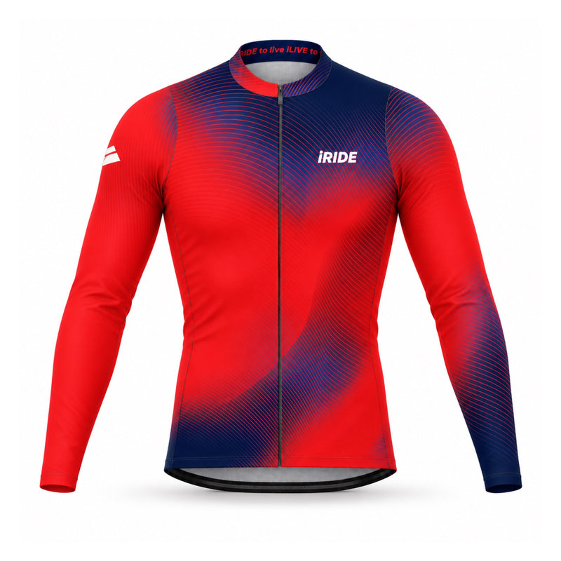 iRIDE Long Sleeve Pro Performance Red/Blue Fade Jersey