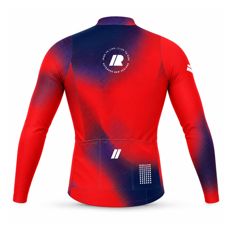 iRIDE Long Sleeve Pro Performance Red/Blue Fade Jersey