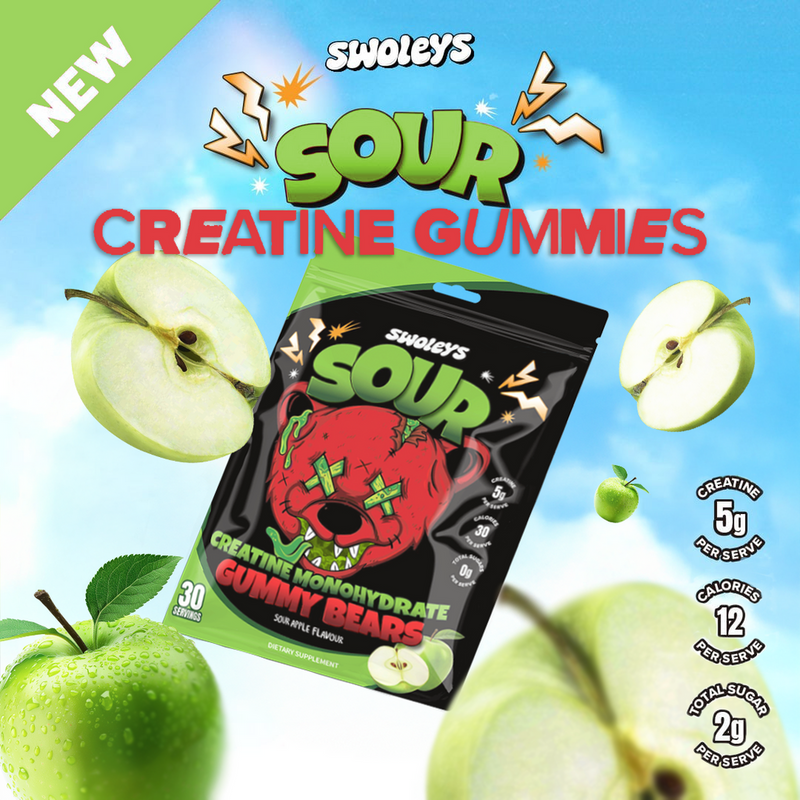 Swoleys Sour Creatine Gummy Bears 30 Serves Green Apple