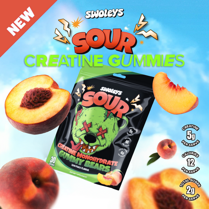 Swoleys Sour Creatine Gummy Bears 30 Serves Peach