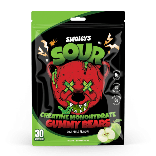 Swoleys Sour Creatine Gummy Bears 30 Serves Green Apple