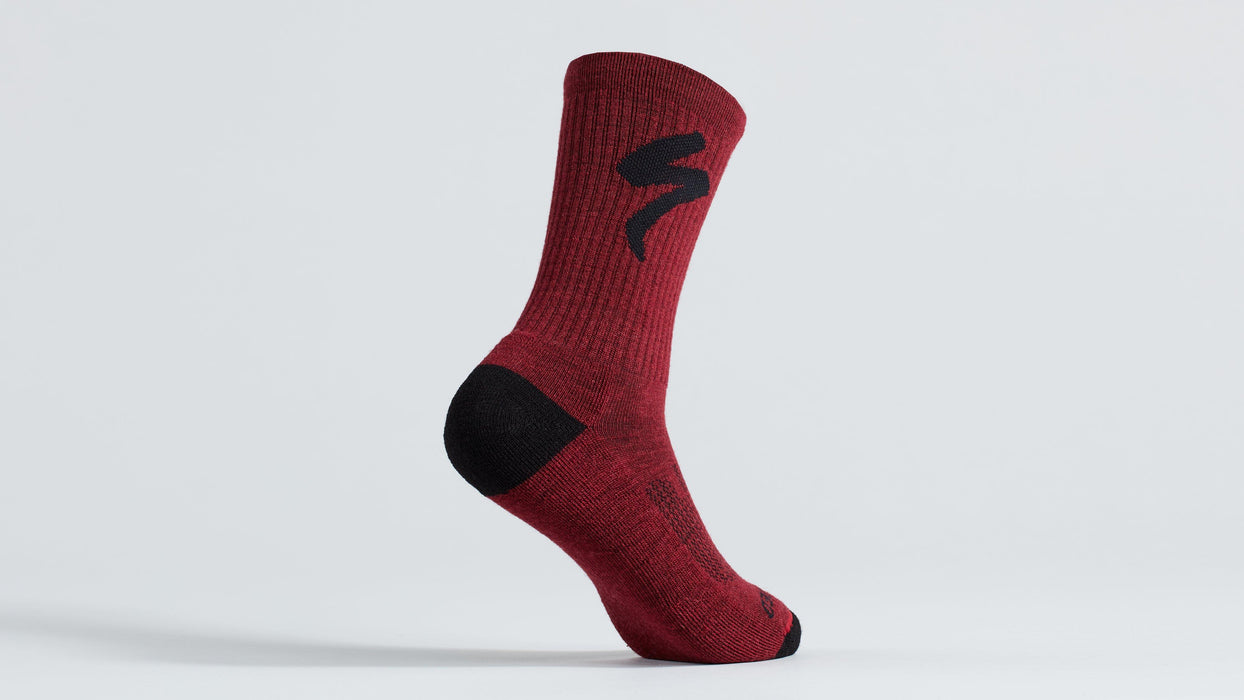 Specialized - Merino Midweight Tall Logo Socks - Maroon