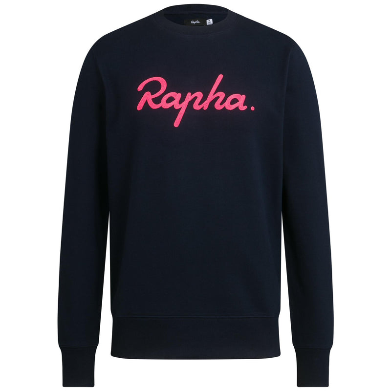 Rapha - Men's Logo Sweatshirt - Organic Cotton - Dark Navy/Hi-Vis Pink